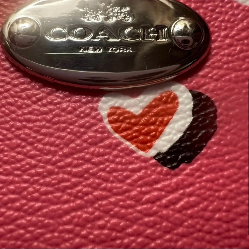 Coach Pink Heart Women card holder cash coin purse Bag - Picture 5 of 5